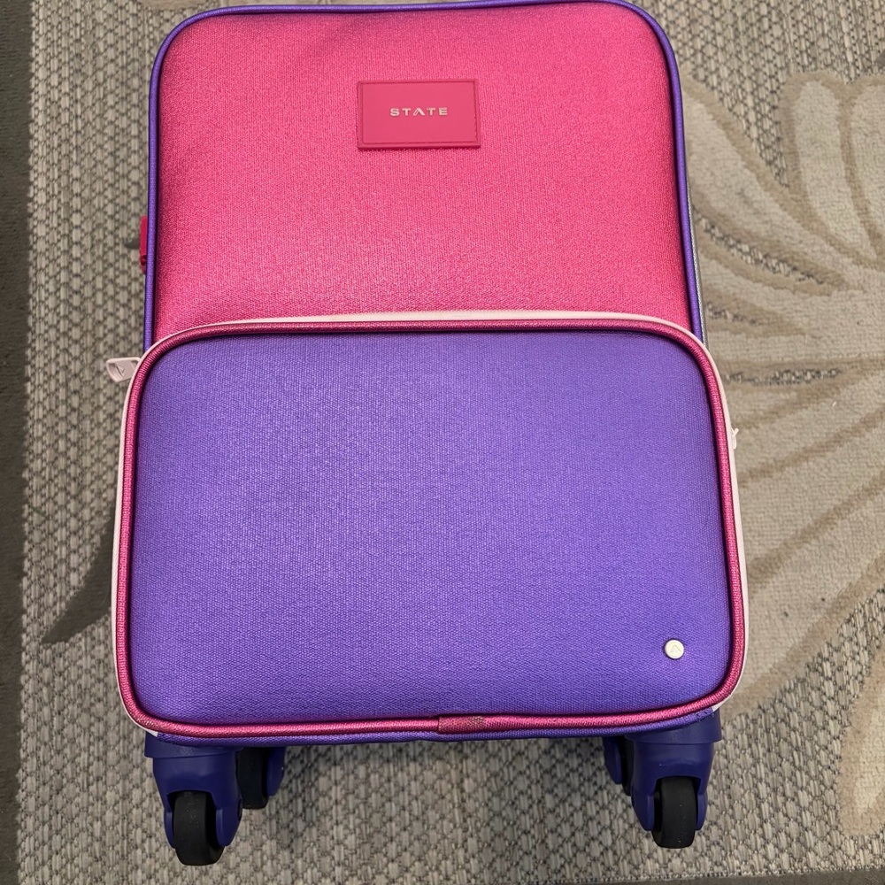 State Mini Logan Pink and Purple Rolling Suitcase - Picture 3 of 14